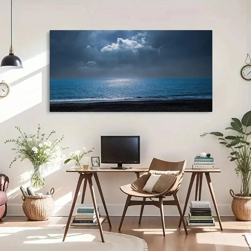 Stunning Ocean Scenery Calm Wall Art Canvas Office Home Room Framed 120x60cm - Bella Home Decor