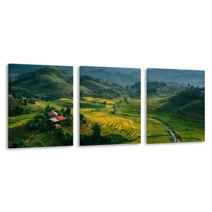 3pcs Vietnamese Moc Chau Mountains Landscape  Wall Art Set Canvas Framed 40x60cm - High Quality Print 100% Australian Made Wall Canvas Ready to Hang - Bella Home Decor