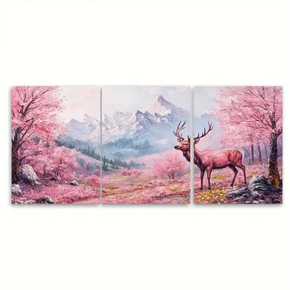 3pcs Pink Pastel Mountain Landscape Wall Art Set Canvas Unframed - High Quality Print 100% Australian Made Wall Canvas - Bella Home Decor