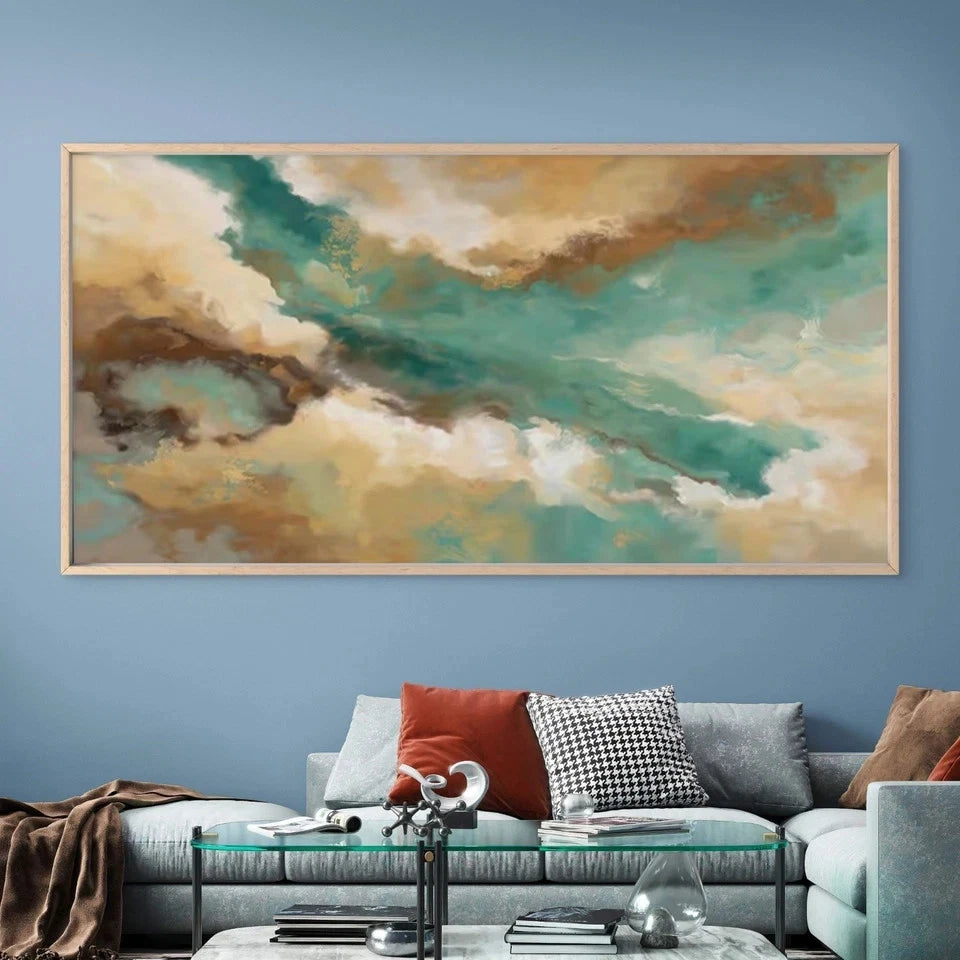 Abstract Ocean & Cloud Wall Art Canvas Office Home Room Framed 120x60cm