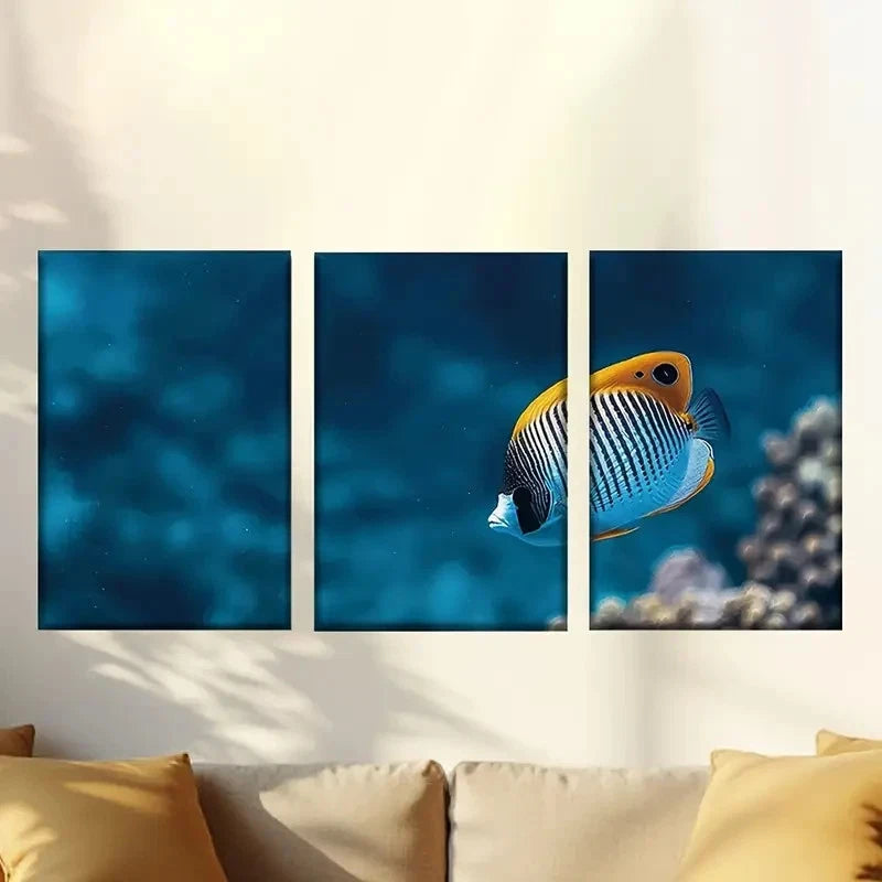3pcs Cute Tropical Fish 60x90cm - High Quality Print 100% Australian Made Wall Canvas Ready to Hang - Bella Home Decor