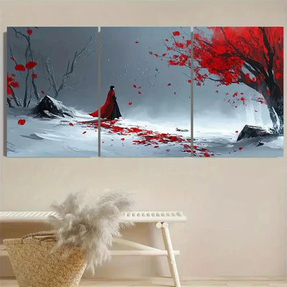 3pcs Rouge And Snow Wall Art Set Canvas Unframed - High Quality Print 100% Australian Made Wall Canvas - Bella Home Decor