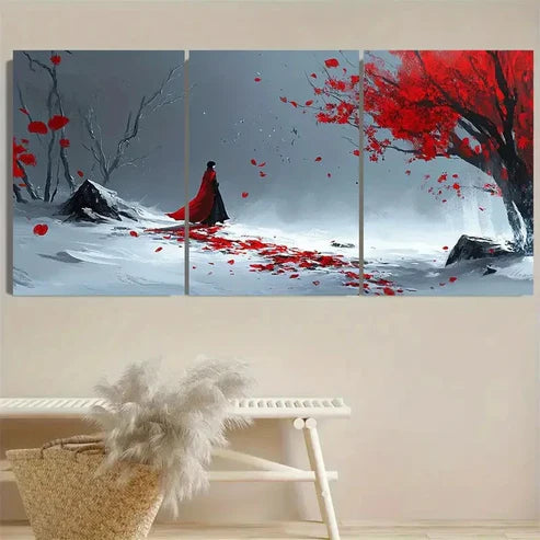 3pcs Rouge And Snow Wall Art Set Canvas Unframed - High Quality Print 100% Australian Made Wall Canvas