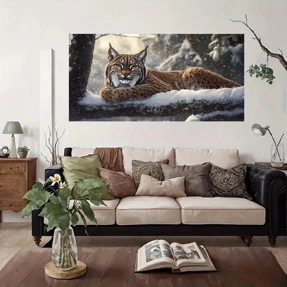 Vintage Winter Wildlife Snowy Wall Art Canvas Office Home Room Framed 120x60cm