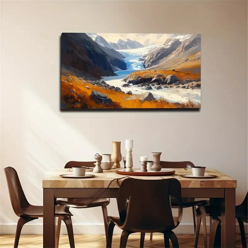 New Zealand Glacier Melting Wall Art Canvas Office Home Room Framed 120x60cm