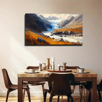 New Zealand Glacier Melting Wall Art Canvas Office Home Room Framed 120x60cm