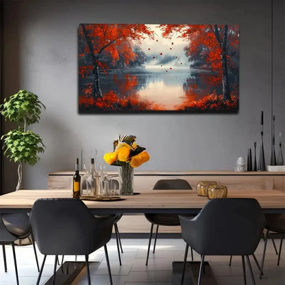 Vibrant Autumn Forest Wall Art canvas office home room framed 120x60cm - Bella Home Decor
