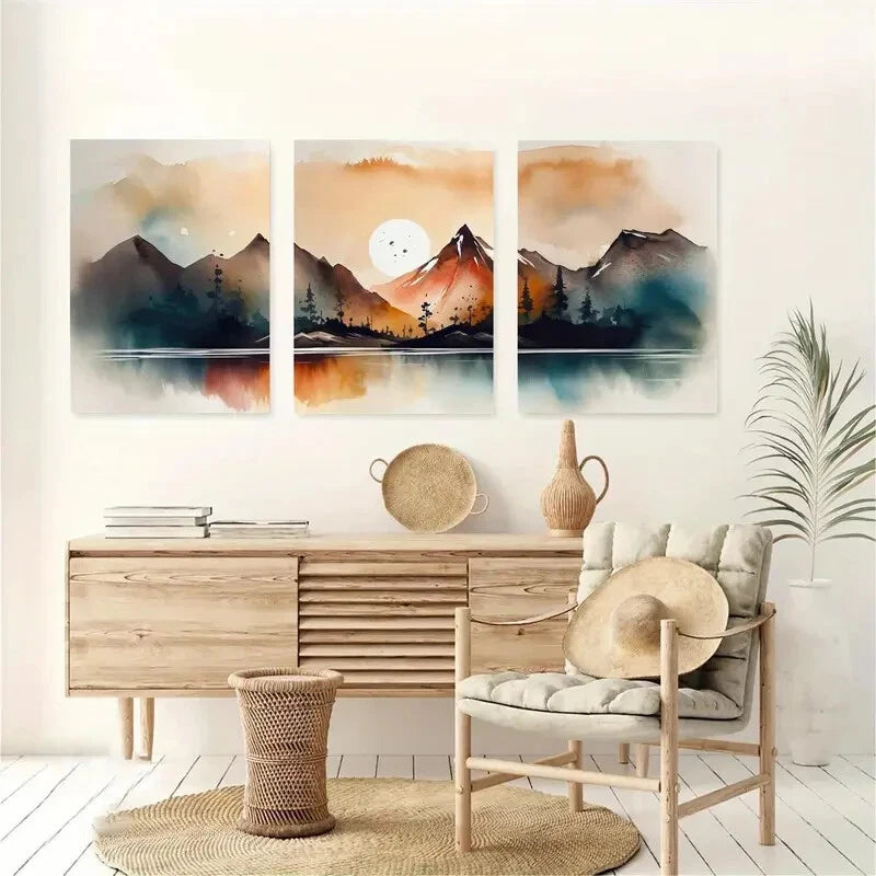 3pcs Mountain Landscape Nature Décor Perfect Wall Art Set Canvas Framed 40x60cm - High Quality Print 100% Australian Made Wall Canvas Ready to Hang - Bella Home Decor