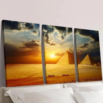 3pcs Cairo Egyptian Pyramids Desert Painting Wall Art Set Canvas Unframed - High Quality Print 100% Australian Made Wall Canvas