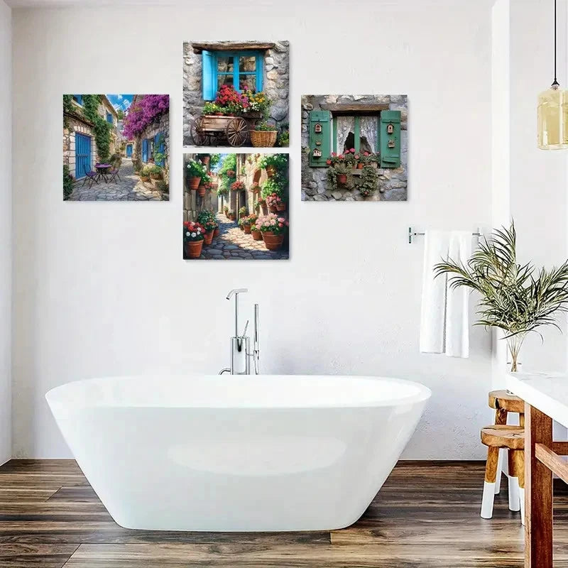 4pcs Vibrant Fall Foliage Wall Art Canvas Framed