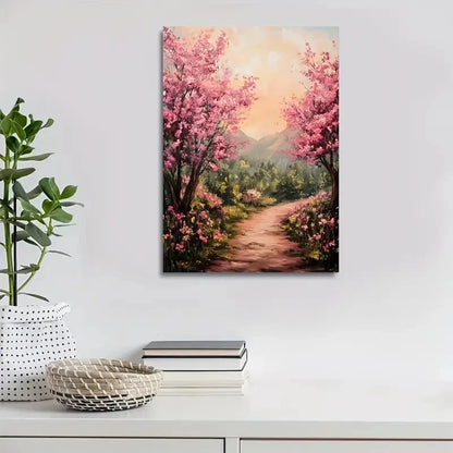 Flourishing Peach Tree Forest with Winding 40x60cm Metal Print Ready to Hang - Bella Home Decor