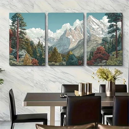 3pcs Erin's France Forest Woodland Perfect Wall Art Set Canvas Framed 50x70cm - High Quality Print 100% Australian Made Wall Canvas Ready to Hang