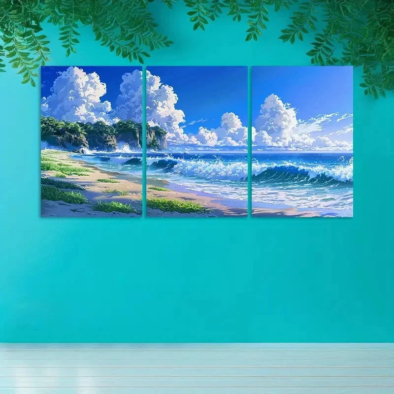 3pcs Lucky Bay Beach Scene in Australia Wall Art Set Canvas Framed 40x60cm - High Quality Print 100% Australian Made Wall Canvas Ready to Hang - Bella Home Decor
