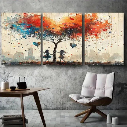 3pcs Abstract Tree and Butterfly Wall Art Canvas Unframed - High Quality Print 100% Australian Made Wall Canvas - Bella Home Decor
