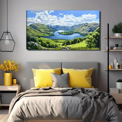 Spectacular Mountains River Wall Art Canvas Office Home Room Framed 120x60cm