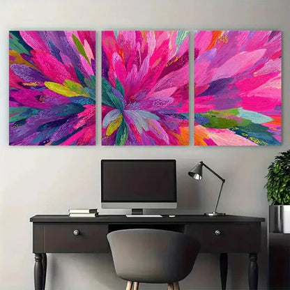 3pcs Abstract Colorful Pink Painting Wall Art Canvas Unframed - High Quality Print 100% Australian Made Wall Canvas - Bella Home Decor