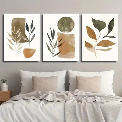 3pcs Abstract Leaf & Geometric Modern Perfect Wall Art Set Canvas Framed 50x70cm - High Quality Print 100% Australian Made Wall Canvas Ready to Hang - Bella Home Decor