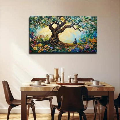 Meditating Under A Tree Wall Art Canvas Office Home Room Framed 120x60cm