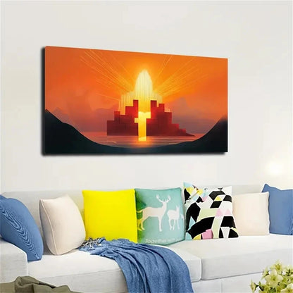 Abstract Geometric Building Wall Art Canvas Office Home Room Framed 120x60cm