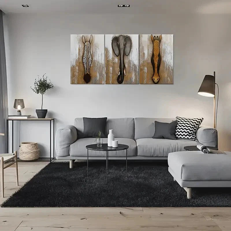 3pcs Abstract Animal Modern Safari Metal Print Ready to Hang Art - Bella Home Decor