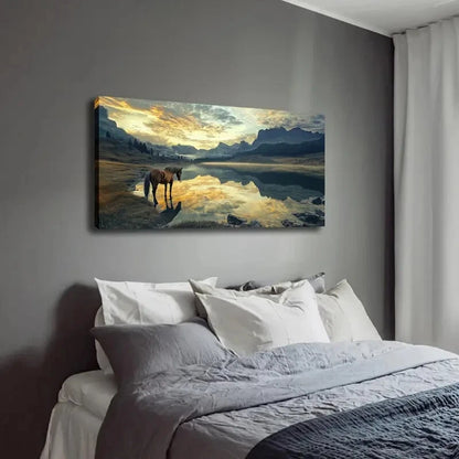 Serene Mountain and Sunset Wall Art Canvas Office Home Room Framed 120x60cm - Bella Home Decor