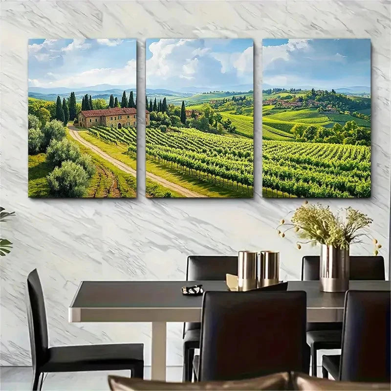 3pcs Tuscany Painting Italian Country Perfect Wall Art Set Canvas Framed 60x90cm - High Quality Print 100% Australian Made Wall Canvas Ready to Hang - Bella Home Decor