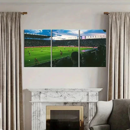 3pcs Players and Fans in the Football Stadium Wall Art Canvas Unframed - High Quality Print 100% Australian Made Wall Canvas