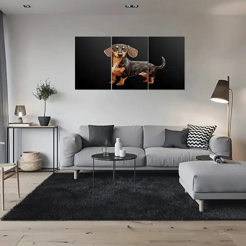 3pcs Adorable Dachshund Portrait Wall Art Set Canvas Framed 60x90cm - High Quality Print 100% Australian Made Wall Canvas Ready to Hang - Bella Home Decor