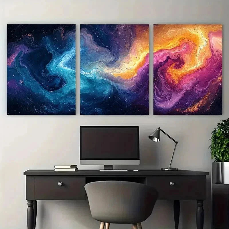 3pcs Vibrant Abstract Swirl Marble Perfect Wall Art Set Canvas Framed 50x70cm - High Quality Print 100% Australian Made Wall Canvas Ready to Hang