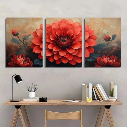 3pcs Chrysanthemum Flower Nature Perfect Wall Art Set Canvas Framed 60x90cm - High Quality Print 100% Australian Made Wall Canvas Ready to Hang - Bella Home Decor