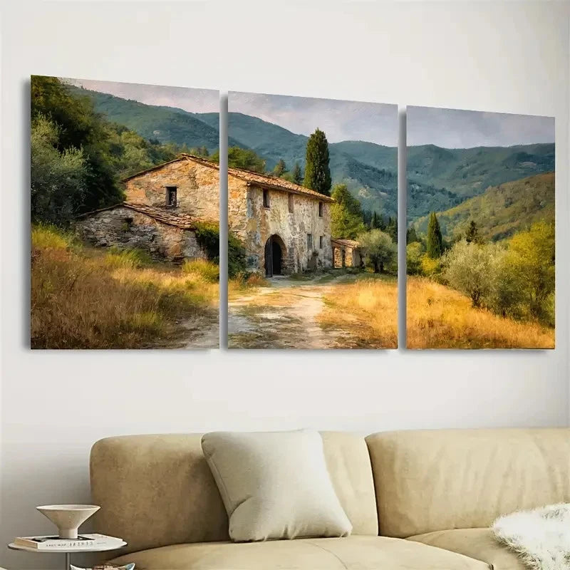 3pcs Rustic in Mountains Wall Art Set Canvas Framed 60x90cm - High Quality Print 100% Australian Made Wall Canvas Ready to Hang