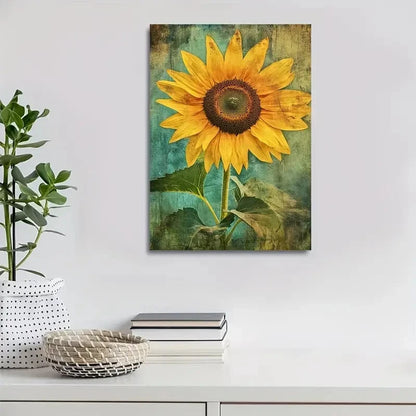 Beautiful Colorful Vibrant Sunflower Painting 40x60cm Metal Print Ready to Hang - Bella Home Decor