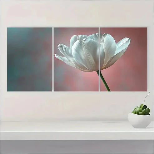 3pcs Dainty Tulip Artwork Soft Pastel KL Wall Art Set Canvas Unframed - High Quality Print 100% Australian Made Wall Canvas - Bella Home Decor