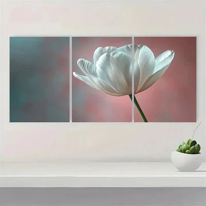 3pcs Dainty Tulip Artwork Soft Pastel KL Wall Art Set Canvas Unframed - High Quality Print 100% Australian Made Wall Canvas - Bella Home Decor