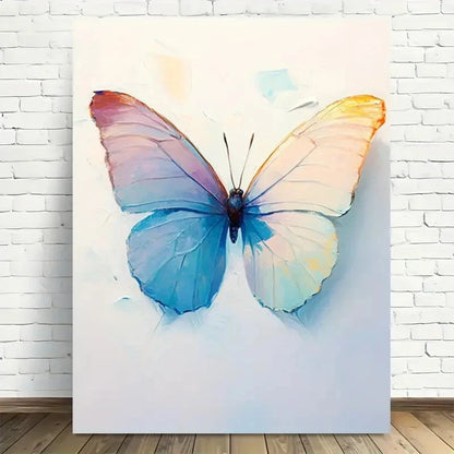 Beautiful Vibrant Blue & Orange Butterfly Painting 40x60cm Metal Print Ready to Hang