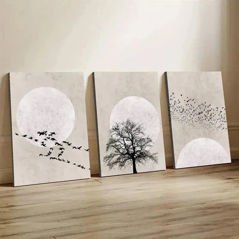3pcs Sun Silhouette Prints, Nordic Wall Art Canvas Unframed - High Quality Print 100% Australian Made Wall Canvas