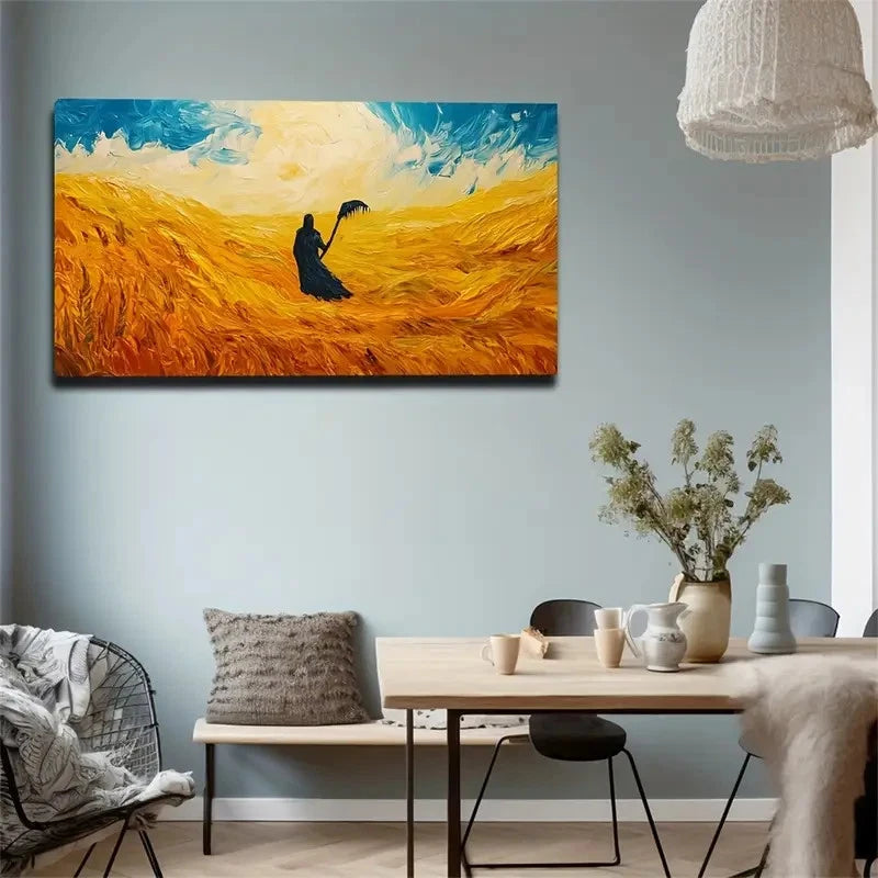 Person In A Wheat Field Spaces Wall Art Canvas Office Home Room Framed 120x60cm