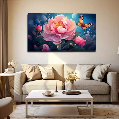 Floral Butterfly Botanical Wall Art Canvas Office Home Room Framed 120x60cm