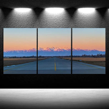 3pcs Sunset Glow Highway Road Trio Metal Print Ready to Hang Art - Bella Home Decor
