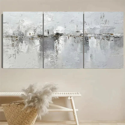 3pcs Gray Art d White And Silvery malist Wall Art Set Canvas Framed 40x60cm - High Quality Print 100% Australian Made Wall Canvas Ready to Hang