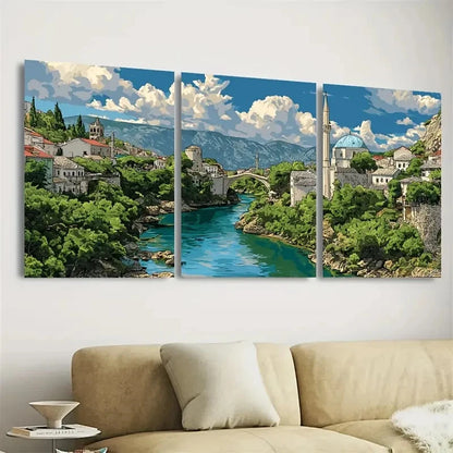 3pcs Travel Print Artistic Wall Art Set Canvas Framed 60x90cm - High Quality Print 100% Australian Made Wall Canvas Ready to Hang