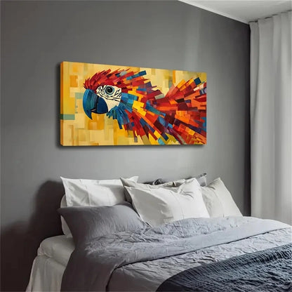 Modern Parrot Yellow Geometric Wall Art Canvas Office Home Room Framed 120x60cm - Bella Home Decor
