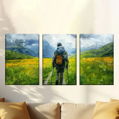3pcs Colorful Abstract Hiker Wall Art Canvas Unframed - High Quality Print 100% Australian Made Wall Canvas - Bella Home Decor