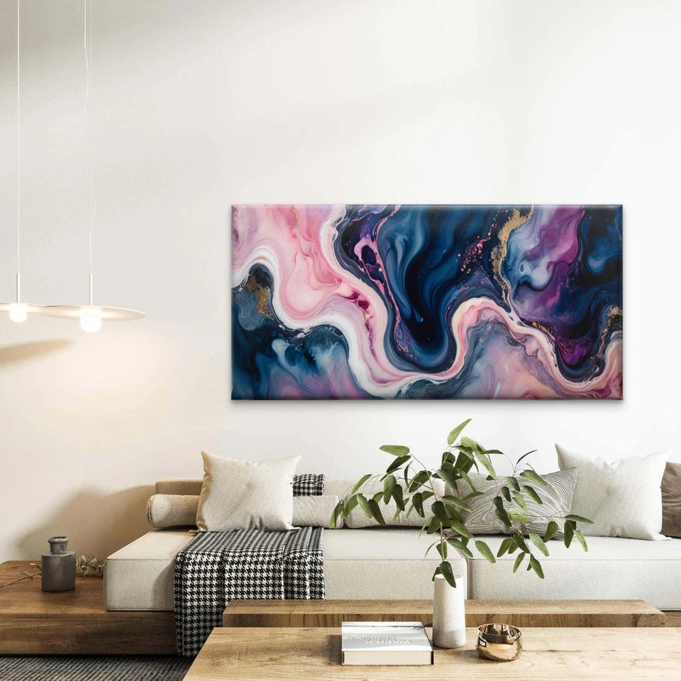 Rainbow Colored Abstract Art Wall Art Canvas Office Home Room Framed 120x60cm - Bella Home Decor