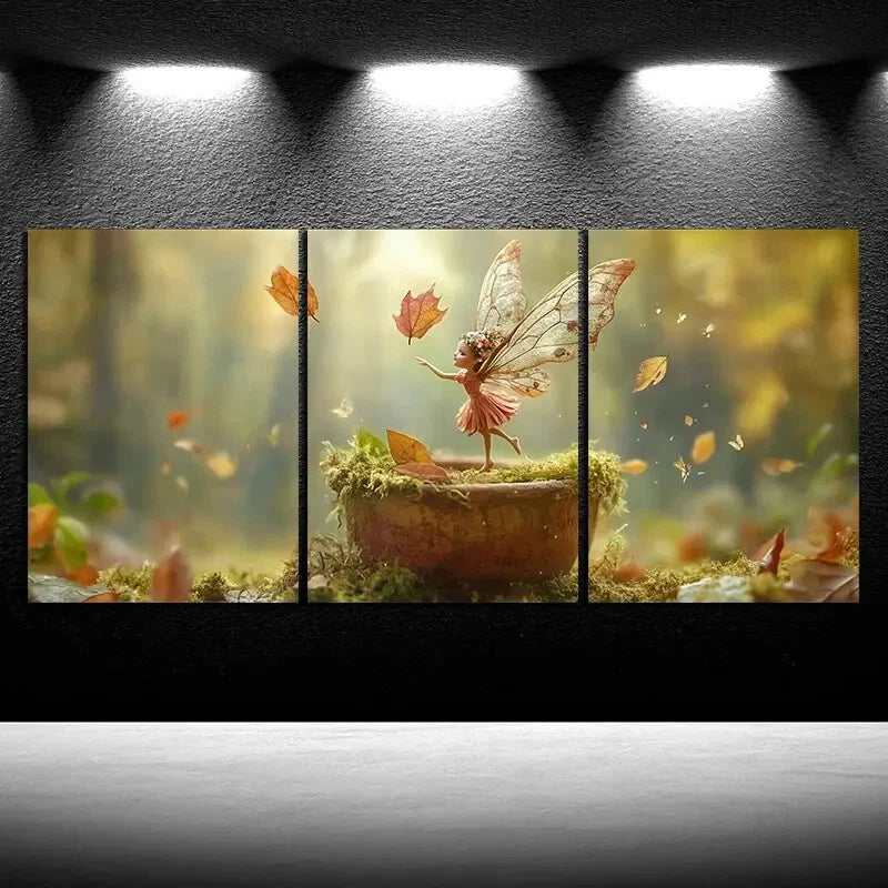 3pcs The Leaf Girl Dancing Forest Metal Print Ready to Hang Art - Bella Home Decor