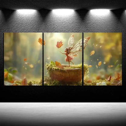 3pcs The Leaf Girl Dancing Forest Metal Print Ready to Hang Art - Bella Home Decor