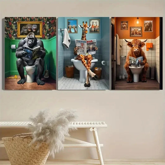 3pcs Nordic Style Animal Wall Art Set Canvas Framed 40x60cm - High Quality Print 100% Australian Made Wall Canvas Ready to Hang