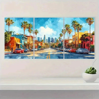 3pcs Los Angeles California Cityscape Perfect Wall Art Set Canvas Framed 60x90cm - High Quality Print 100% Australian Made Wall Canvas Ready to Hang