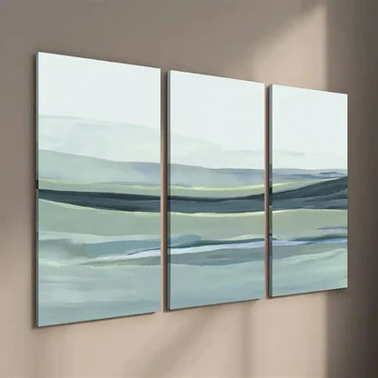3pcs Rolling Hills Painting in Blue Landscape Wall Art Set Canvas Unframed - High Quality Print 100% Australian Made Wall Canvas