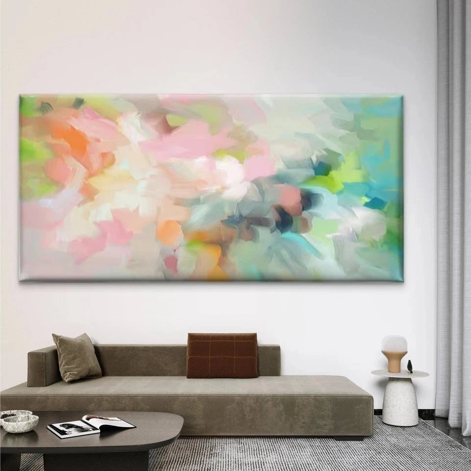 Abstract Pastel Fluid Motion Wall Art Canvas Office Home Room Framed 120x60cm